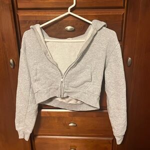 Brandy Melville John Galt Cropped Zip-up Heather Grey